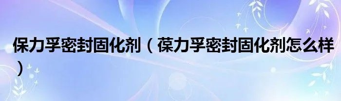 保力孚密封固化剂（葆力孚密封固化剂怎么样）