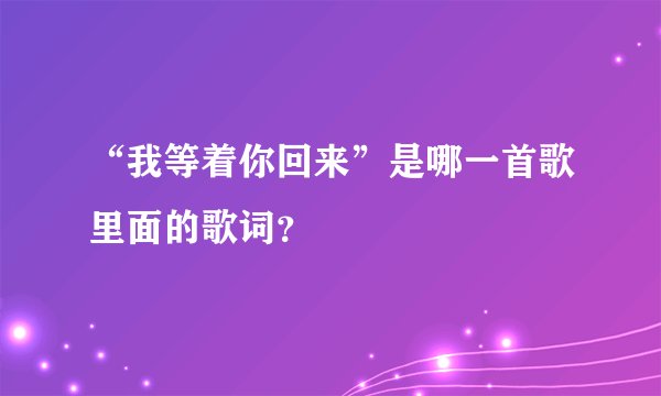 “我等着你回来”是哪一首歌里面的歌词？