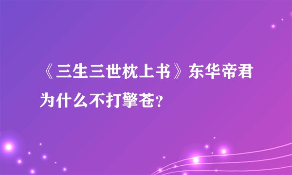 《三生三世枕上书》东华帝君为什么不打擎苍？