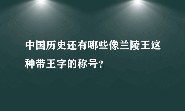 中国历史还有哪些像兰陵王这种带王字的称号？