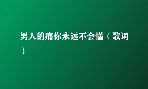 男人的痛你永远不会懂（歌词）