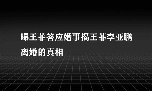 曝王菲答应婚事揭王菲李亚鹏离婚的真相