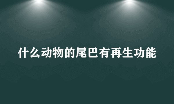 什么动物的尾巴有再生功能