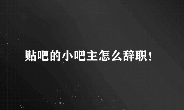 贴吧的小吧主怎么辞职！