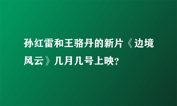 孙红雷和王骆丹的新片《边境风云》几月几号上映?