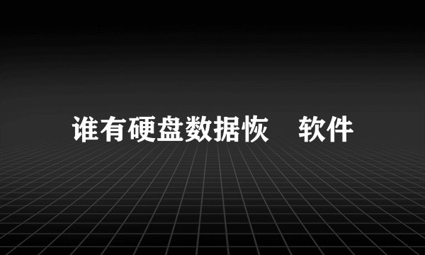 谁有硬盘数据恢復软件