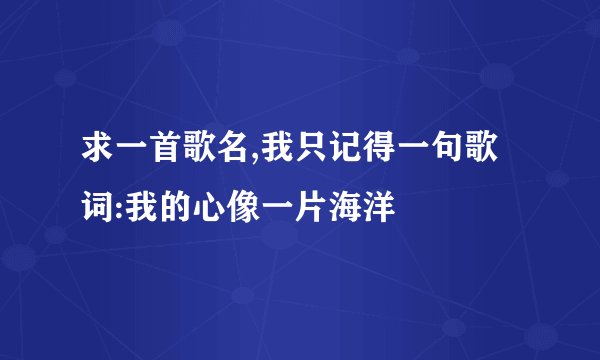 求一首歌名,我只记得一句歌词:我的心像一片海洋