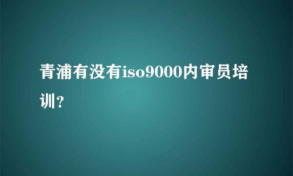 青浦有没有iso9000内审员培训？
