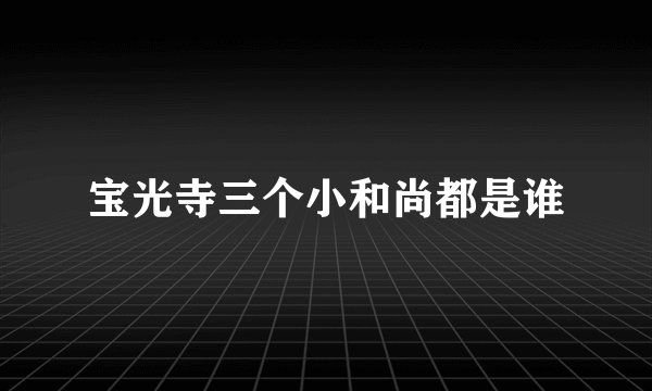 宝光寺三个小和尚都是谁