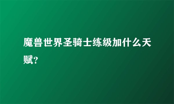 魔兽世界圣骑士练级加什么天赋？
