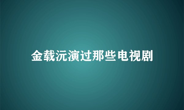 金载沅演过那些电视剧