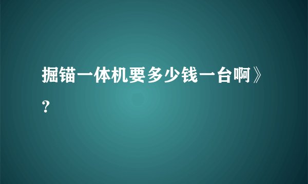 掘锚一体机要多少钱一台啊》？