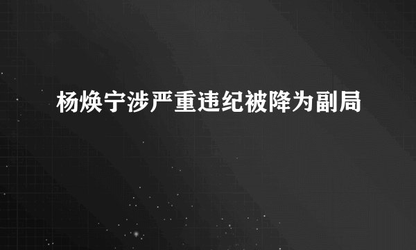 杨焕宁涉严重违纪被降为副局