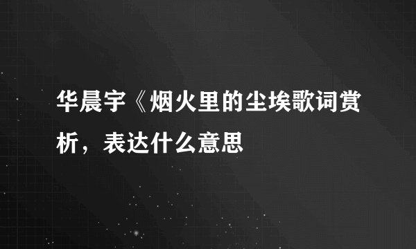 华晨宇《烟火里的尘埃歌词赏析，表达什么意思