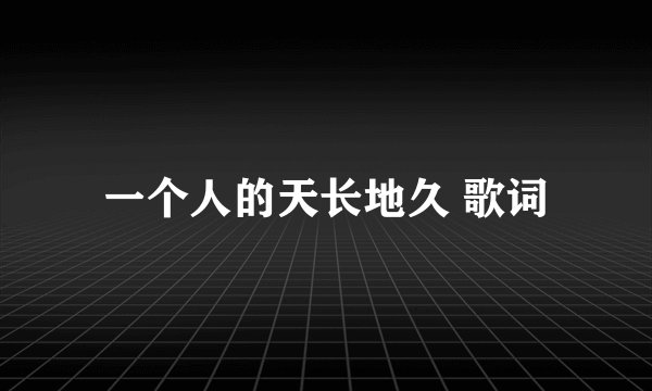 一个人的天长地久 歌词