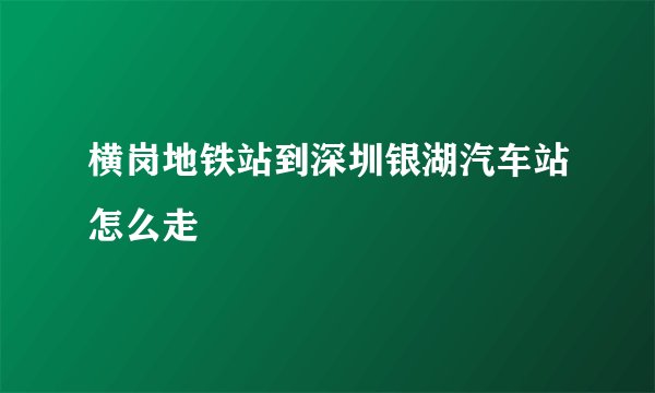 横岗地铁站到深圳银湖汽车站怎么走
