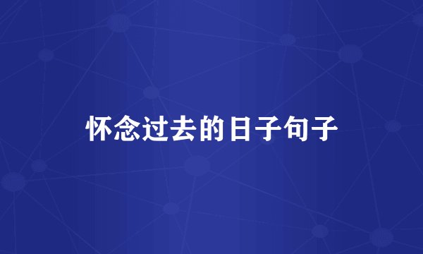 怀念过去的日子句子