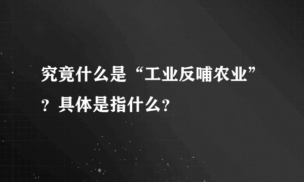 究竟什么是“工业反哺农业”？具体是指什么？
