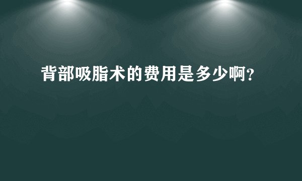 背部吸脂术的费用是多少啊？