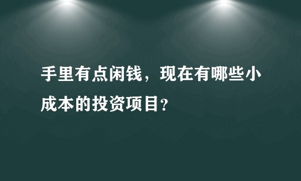 手里有点闲钱，现在有哪些小成本的投资项目？