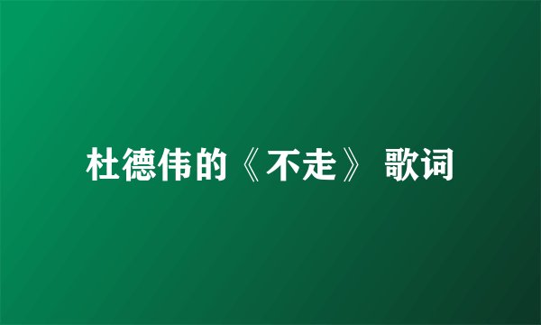 杜德伟的《不走》 歌词