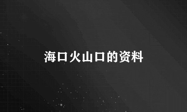 海口火山口的资料