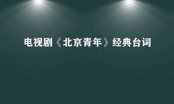 电视剧《北京青年》经典台词