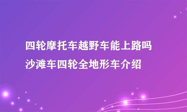 四轮摩托车越野车能上路吗 沙滩车四轮全地形车介绍