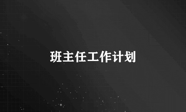 班主任工作计划