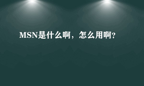 MSN是什么啊，怎么用啊？