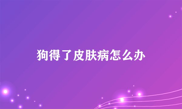 狗得了皮肤病怎么办