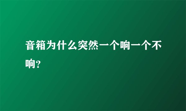 音箱为什么突然一个响一个不响？