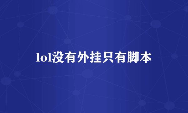 lol没有外挂只有脚本