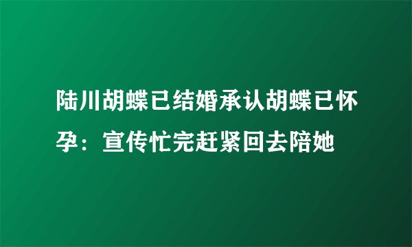 陆川胡蝶已结婚承认胡蝶已怀孕：宣传忙完赶紧回去陪她