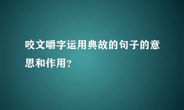 咬文嚼字运用典故的句子的意思和作用？