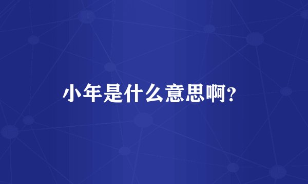 小年是什么意思啊？