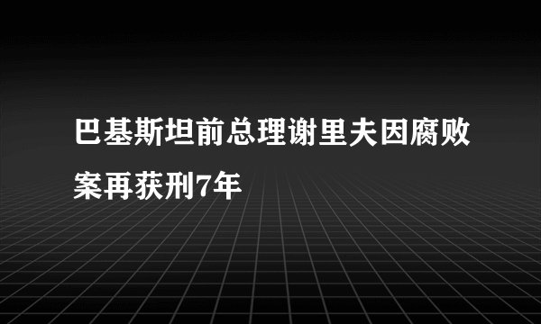 巴基斯坦前总理谢里夫因腐败案再获刑7年