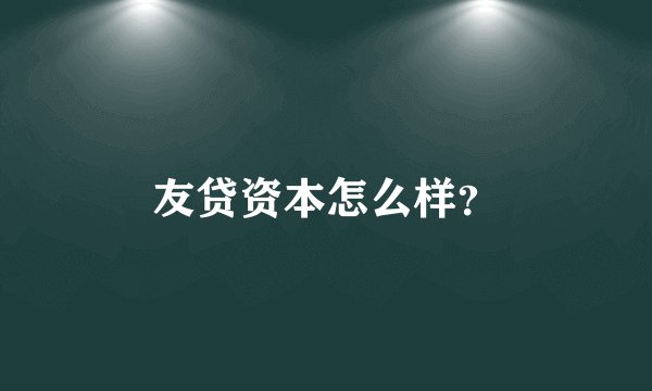 友贷资本怎么样？
