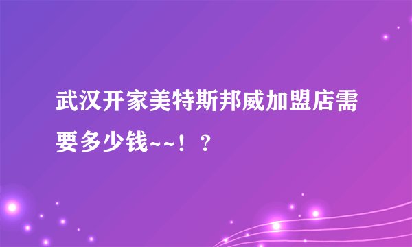 武汉开家美特斯邦威加盟店需要多少钱~~!?