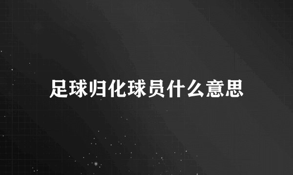 足球归化球员什么意思