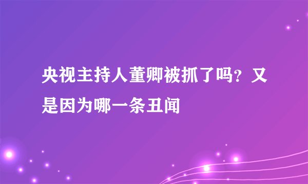 央视主持人董卿被抓了吗?又是因为哪一条丑闻