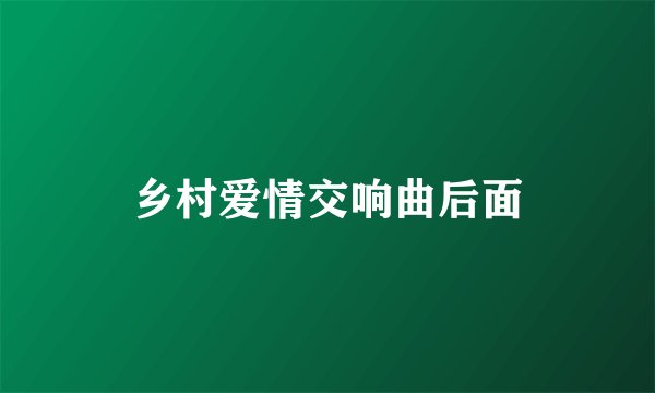 乡村爱情交响曲后面