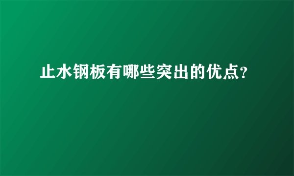 止水钢板有哪些突出的优点?