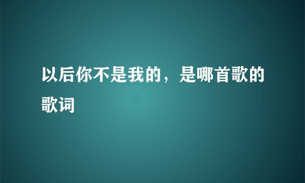 以后你不是我的，是哪首歌的歌词