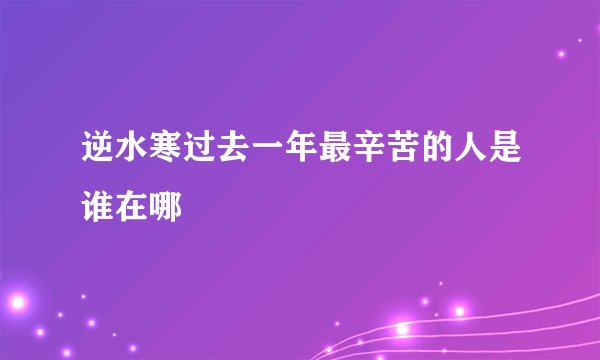 逆水寒过去一年最辛苦的人是谁在哪