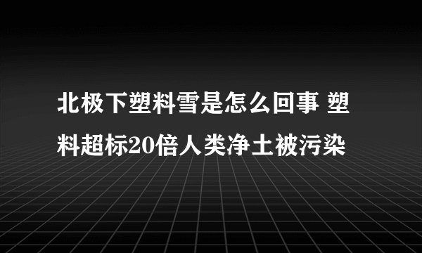 北极下塑料雪是怎么回事 塑料超标20倍人类净土被污染