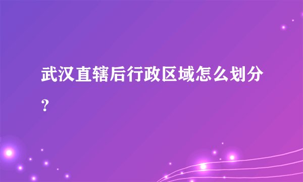 武汉直辖后行政区域怎么划分？