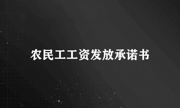 农民工工资发放承诺书