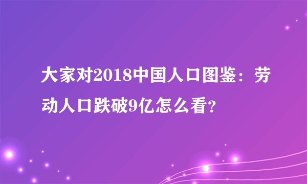 大家对2018中国人口图鉴：劳动人口跌破9亿怎么看？