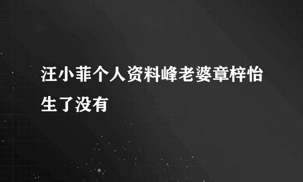 汪小菲个人资料峰老婆章梓怡生了没有